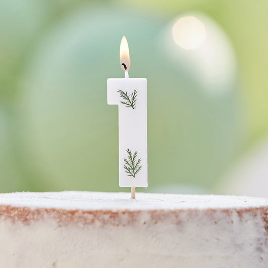 Leaf Foliage Number 1 Birthday Candle