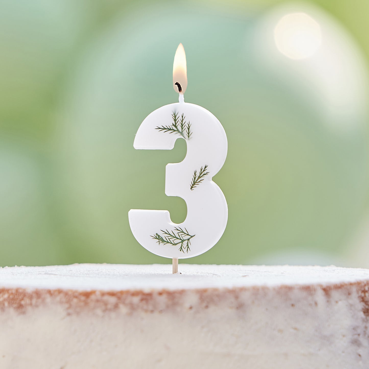 Leaf Foliage Number 3 Birthday Candle