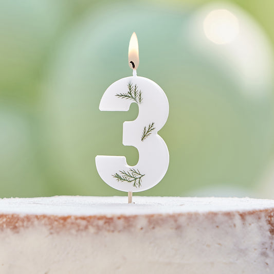 Leaf Foliage Number 3 Birthday Candle