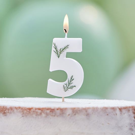 Leaf Foliage Number 5 Birthday Candle