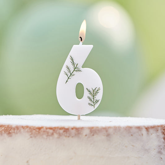 Leaf Foliage Number 6 Birthday Candle