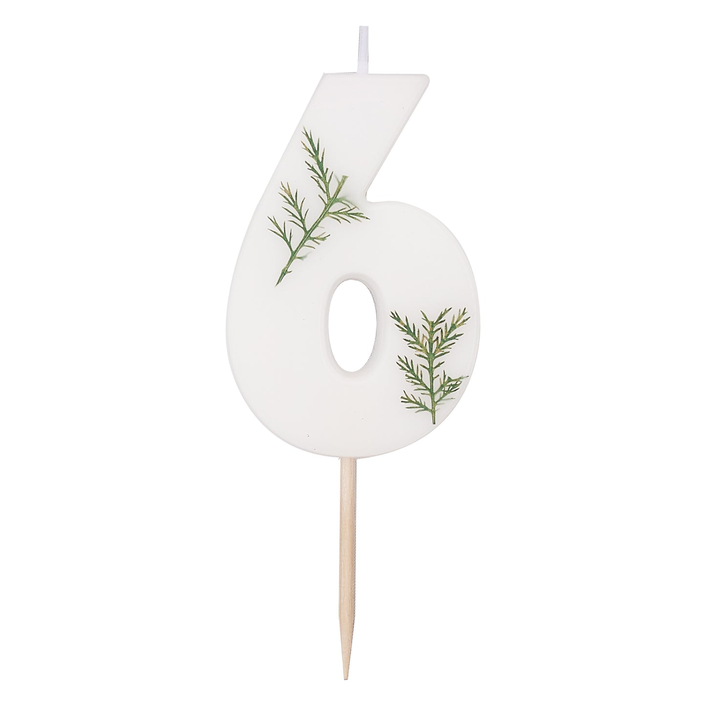 Leaf Foliage Number 6 Birthday Candle