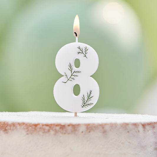 Leaf Foliage Number 8 Birthday Candle