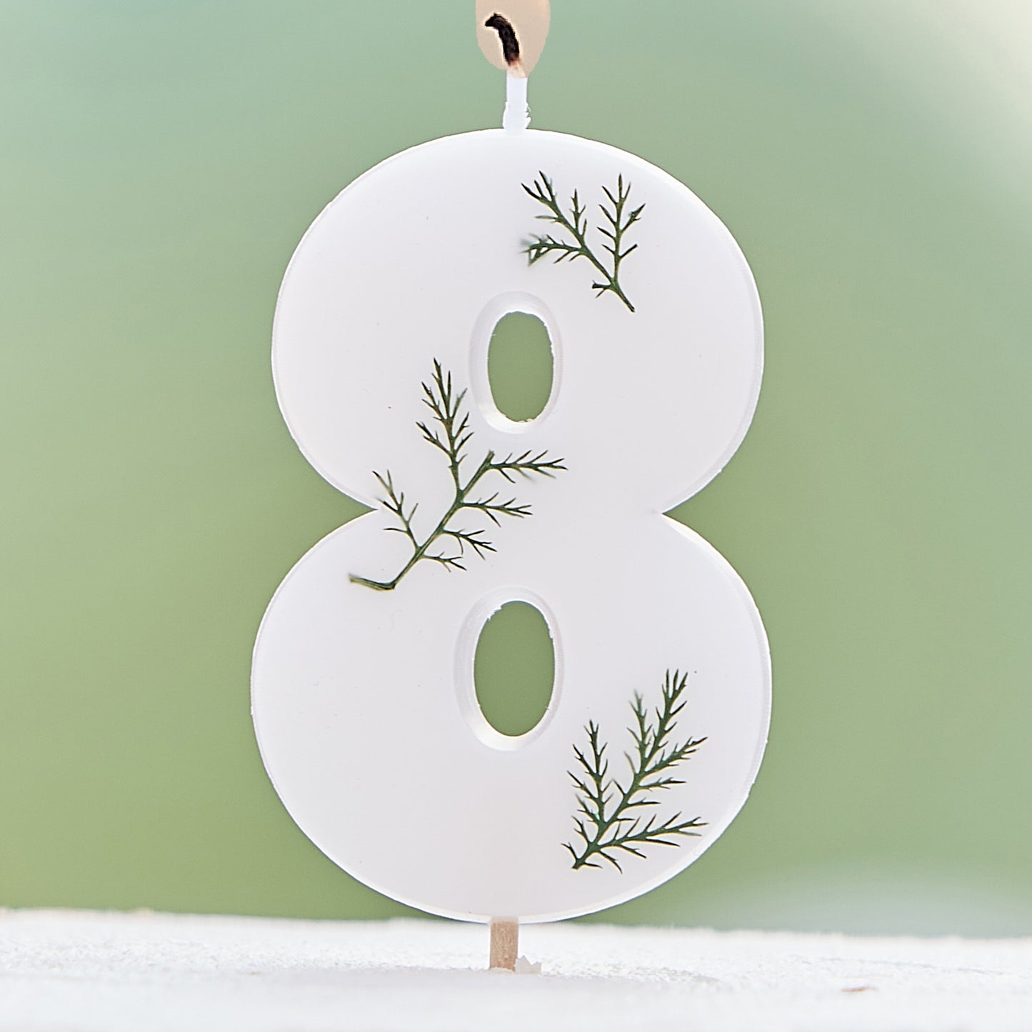 Leaf Foliage Number 8 Birthday Candle