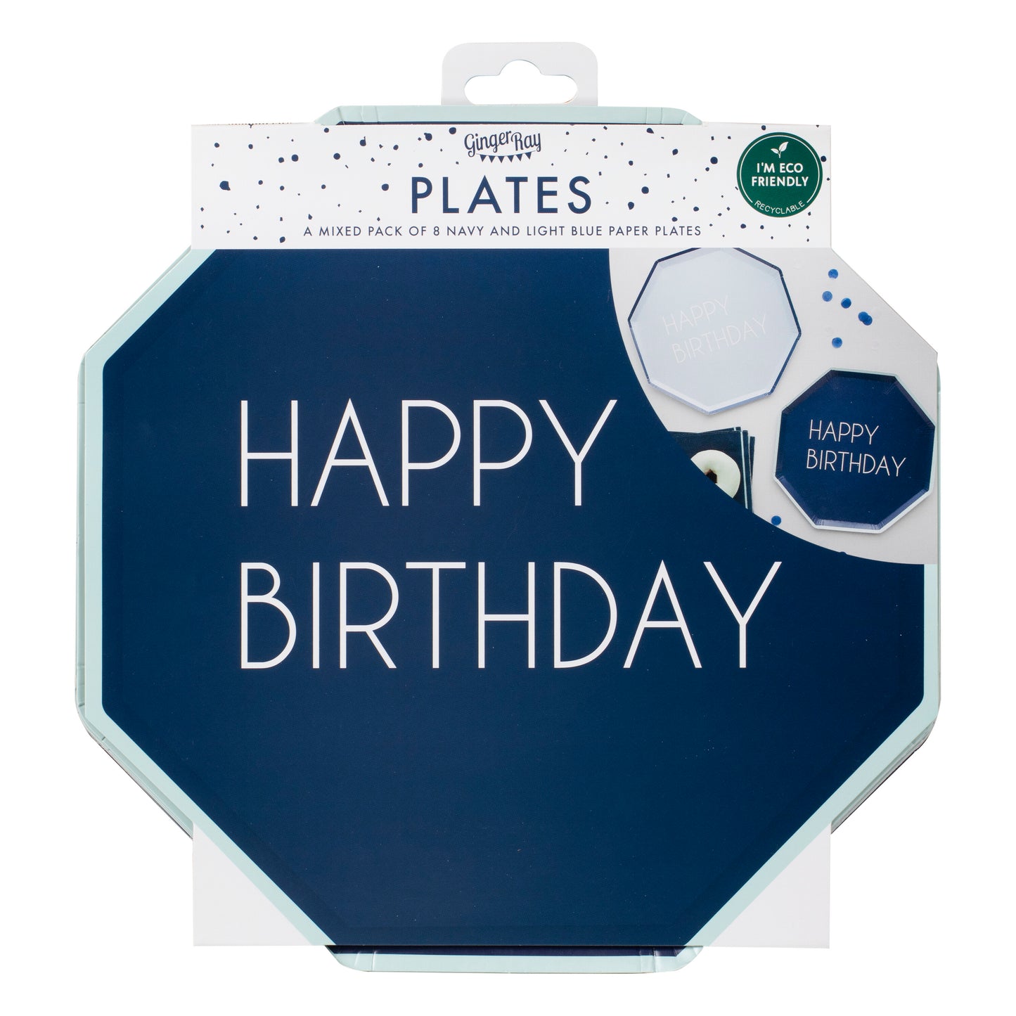 Navy & Blue Happy Birthday Paper Plates