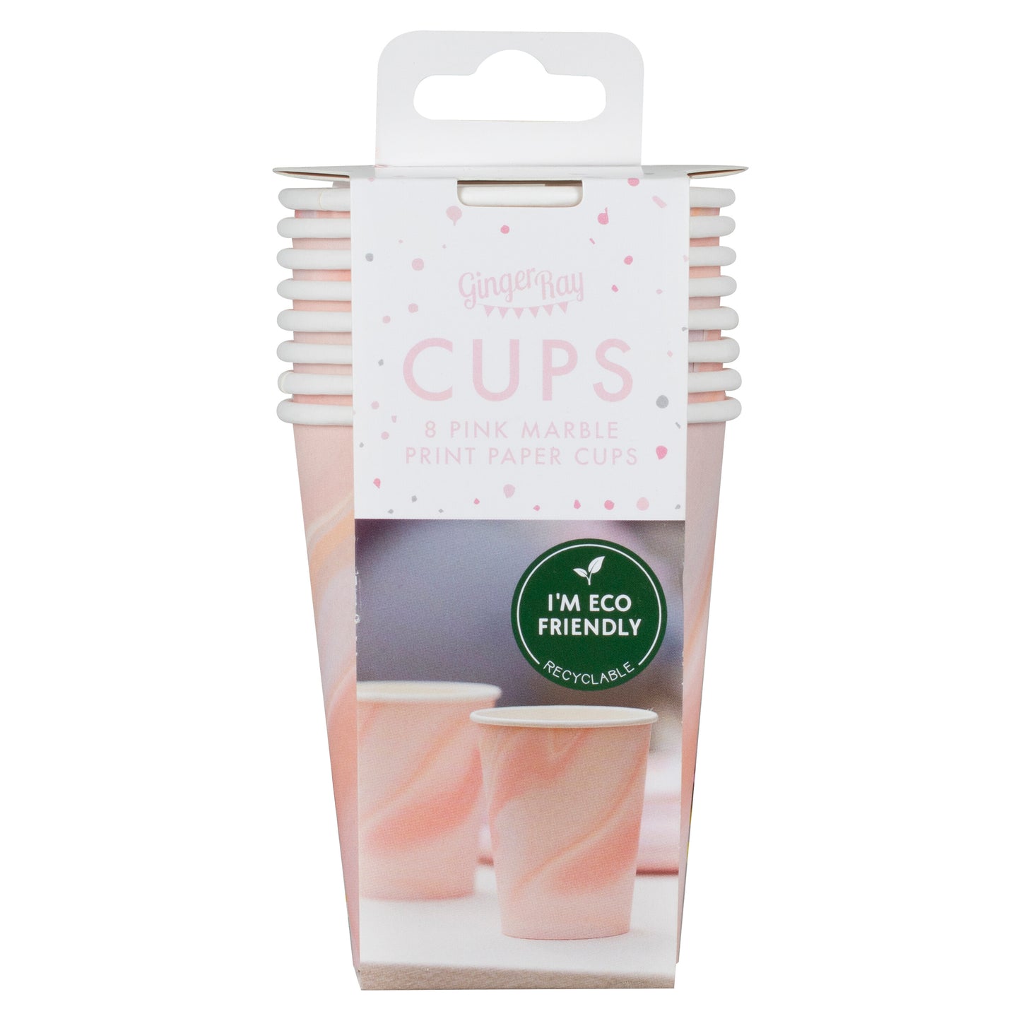 Pink Marble Print Paper Cups
