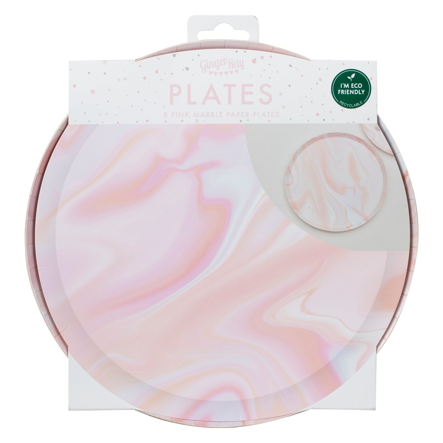 Pink Marble Print Paper Plates