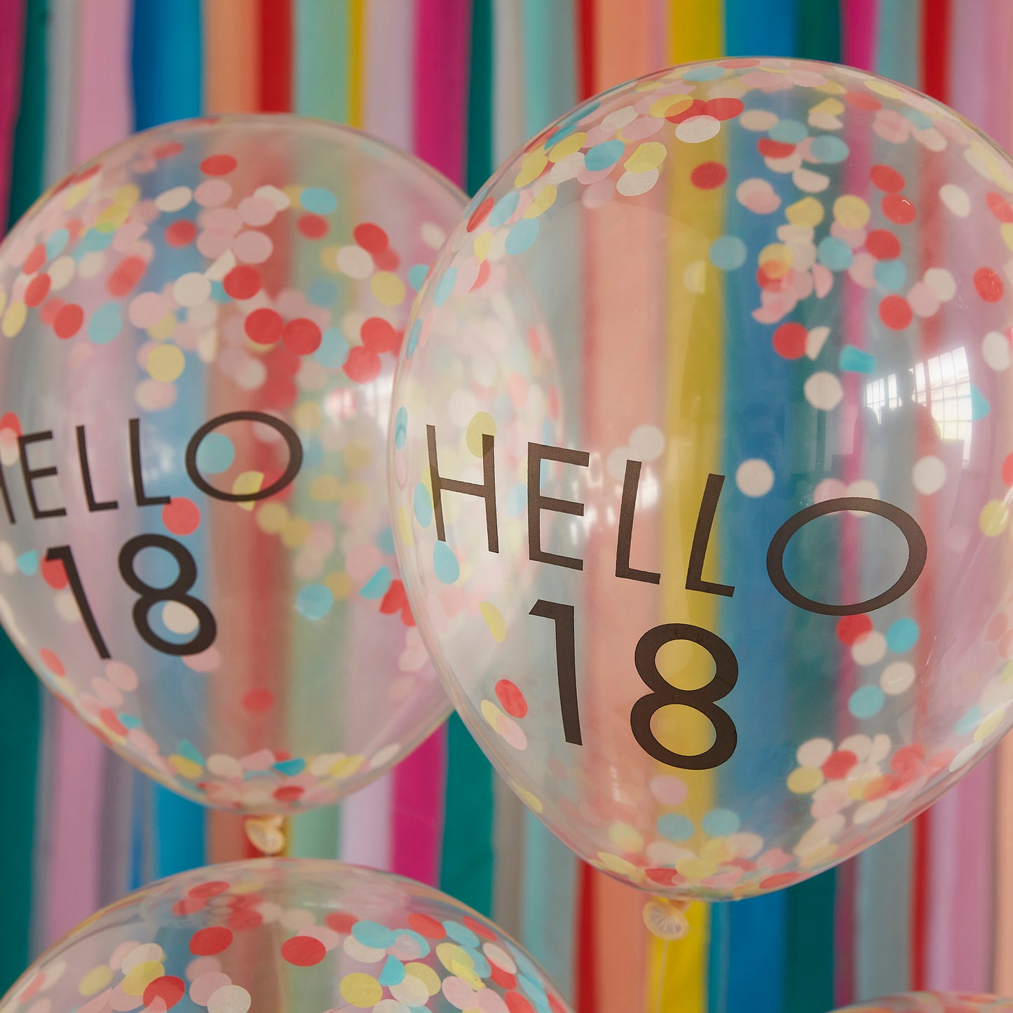 Hello 18 Rainbow Confetti 18th Birthday Balloons