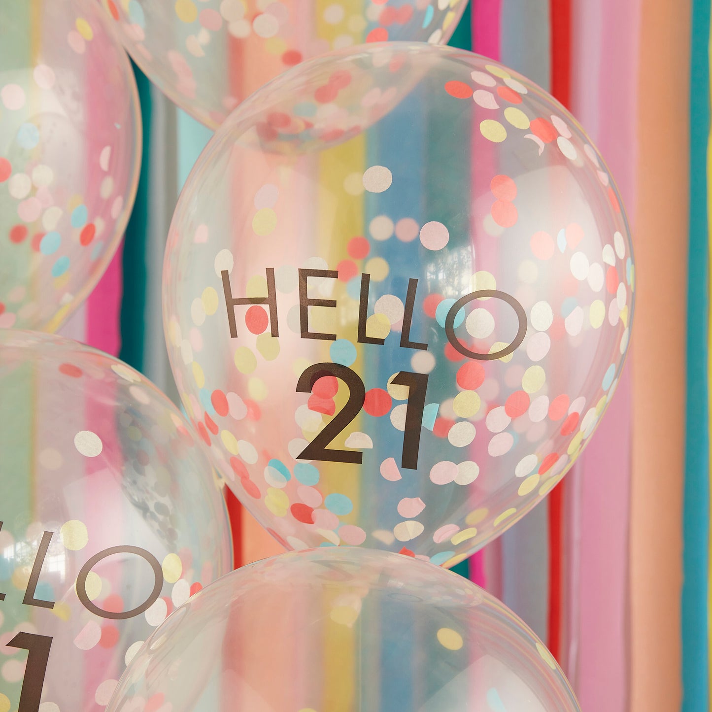 Hello 21 Rainbow Confetti 21st Birthday Balloons