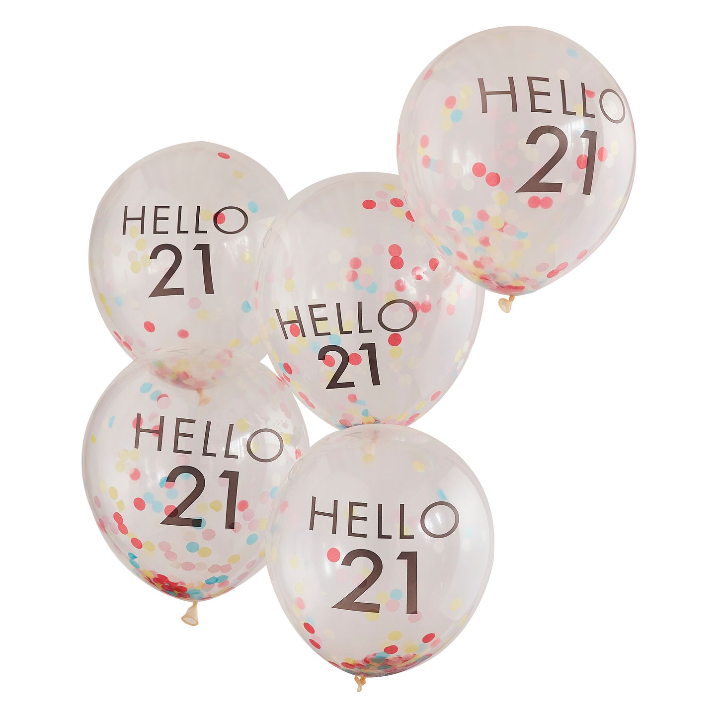 Hello 21 Rainbow Confetti 21st Birthday Balloons