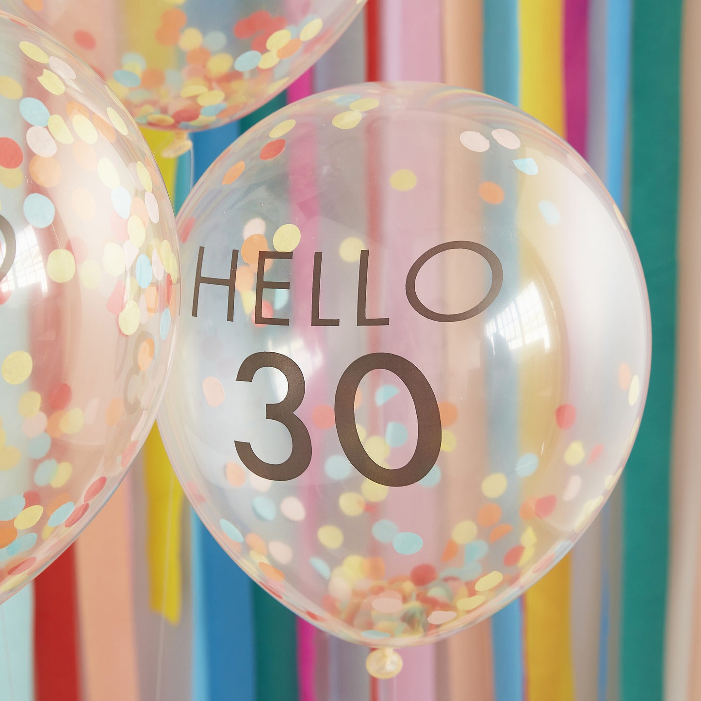 Hello 30 Rainbow Confetti 30th Birthday Balloons