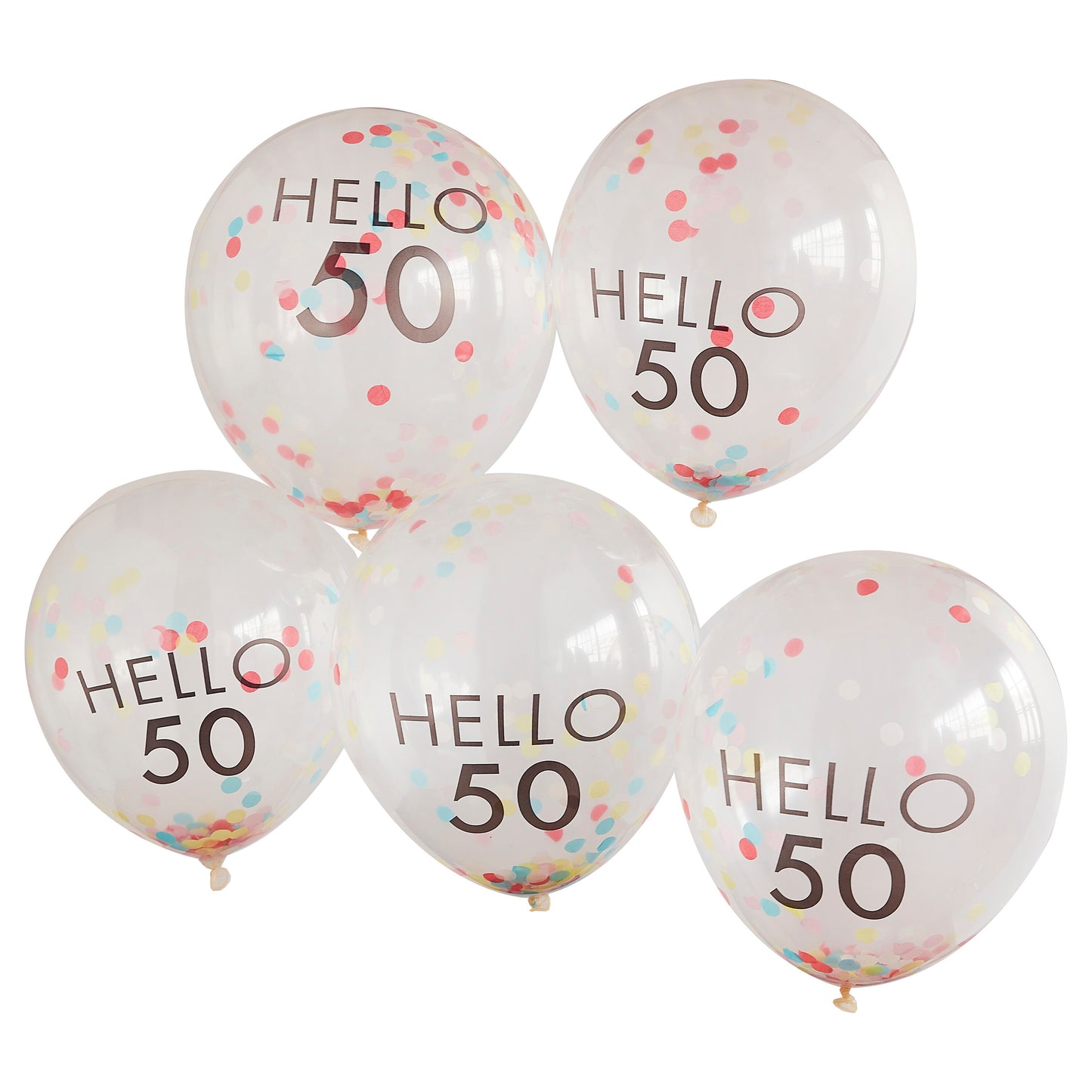 Hello 50 Rainbow Confetti 50th Birthday Balloons