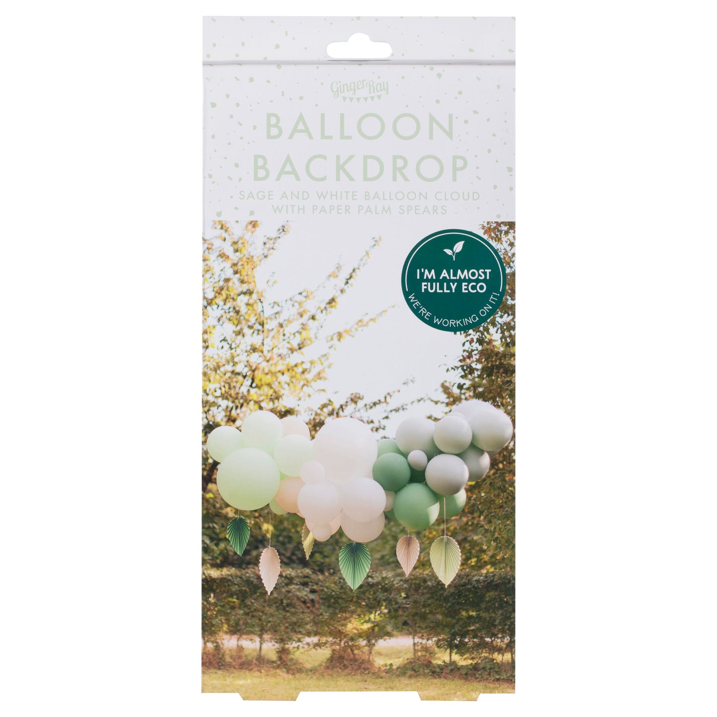 Sage Balloon Garland with Palm Spear Fans