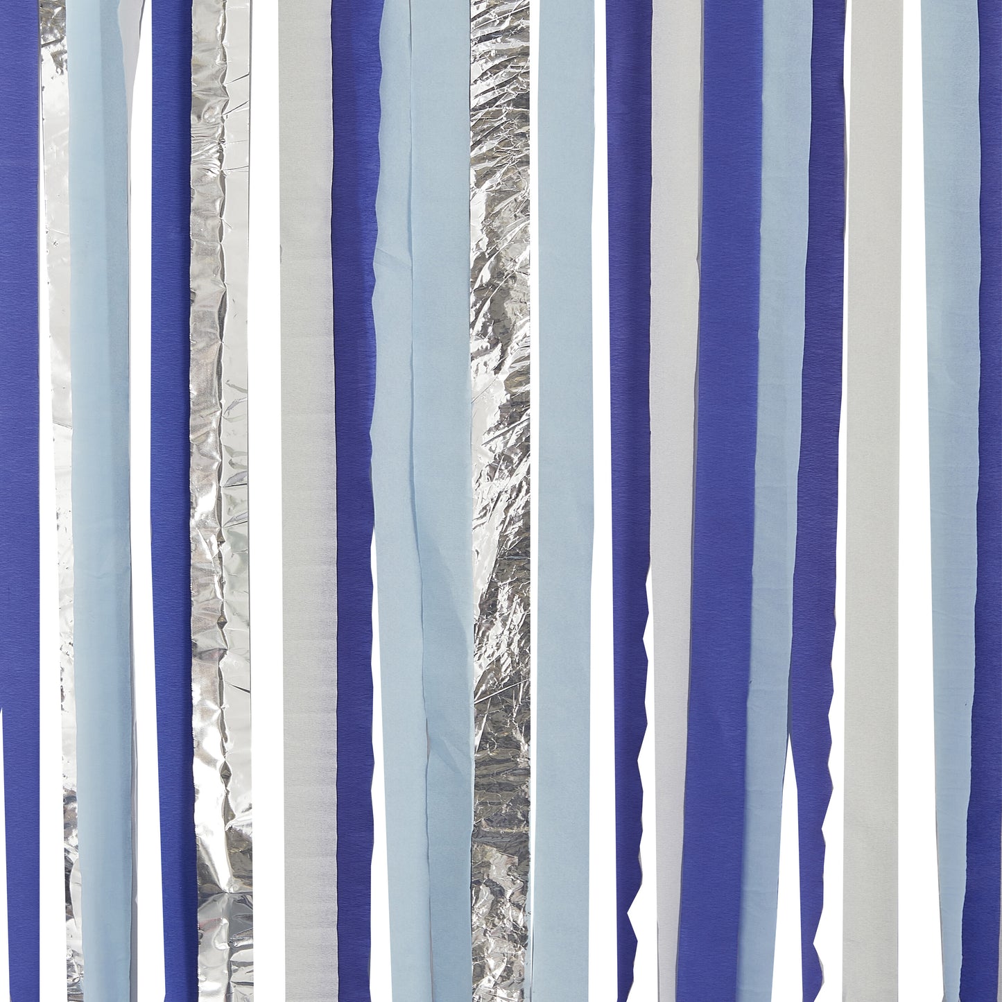 Blue and Silver Streamer Party Backdrop