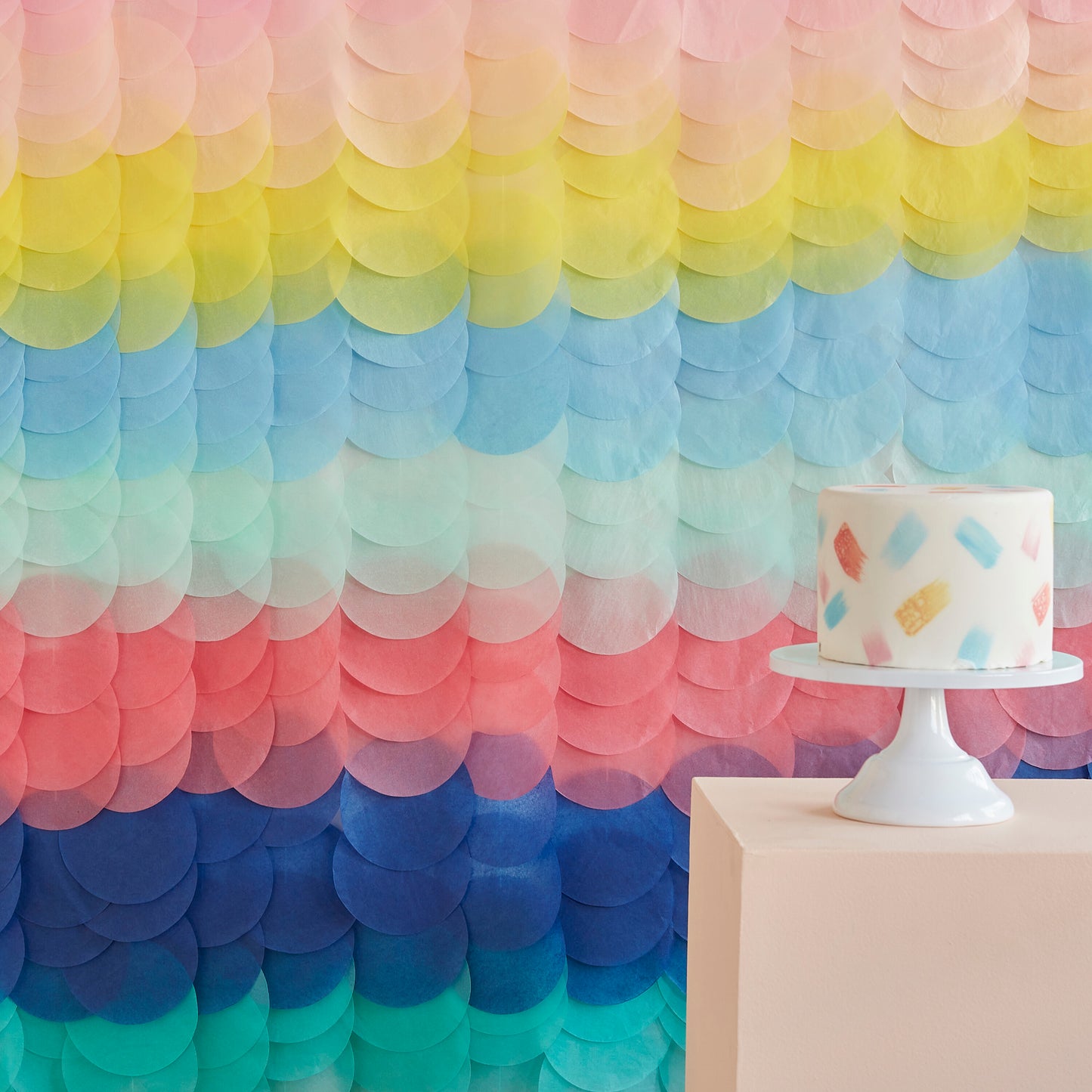 Rainbow Tissue Paper Disc Party Backdrop