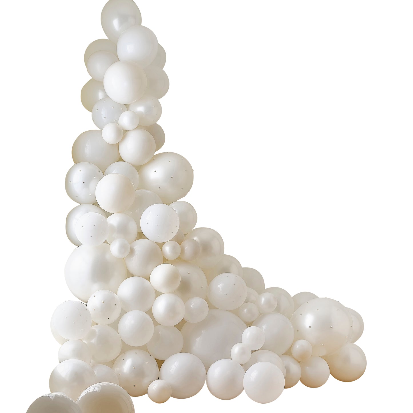 White & Cream Balloon Arch with Pearls