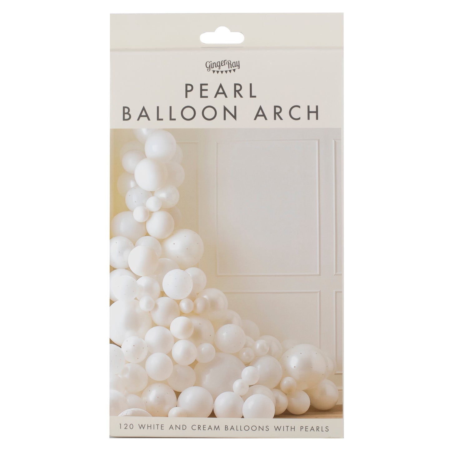 White & Cream Balloon Arch with Pearls