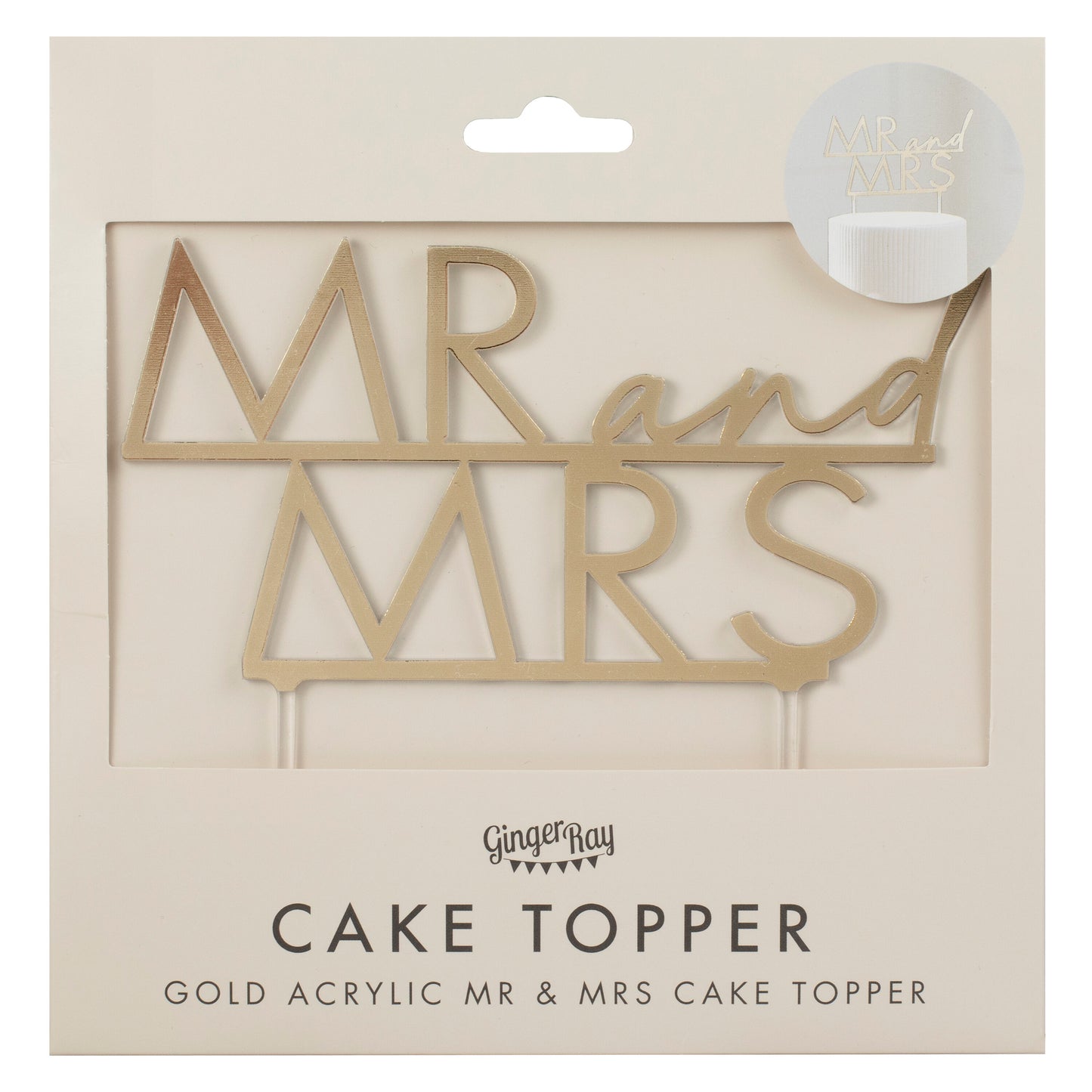 Gold Acrylic Mr & Mrs Wedding Cake Topper