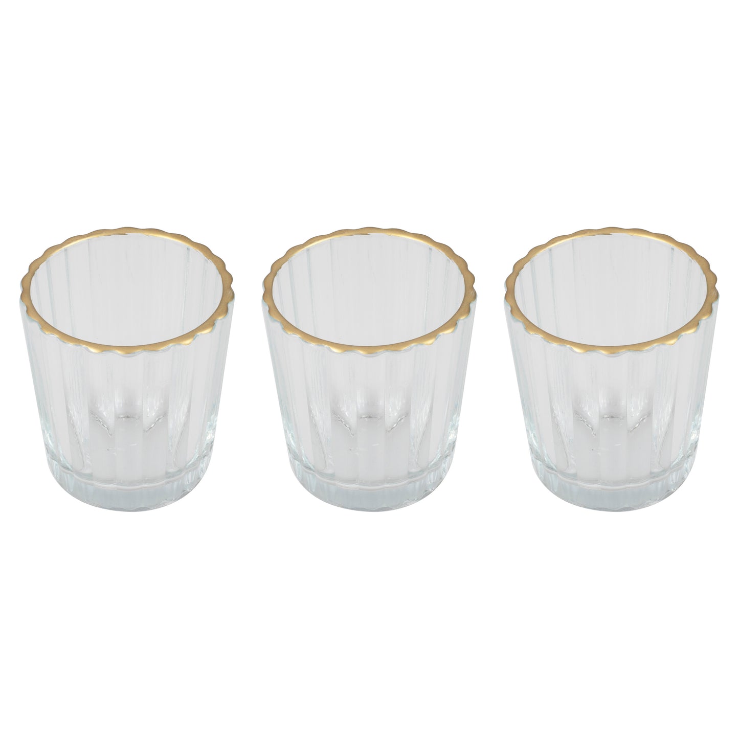 Glass Tea Light Candle Holders with Gold Trim