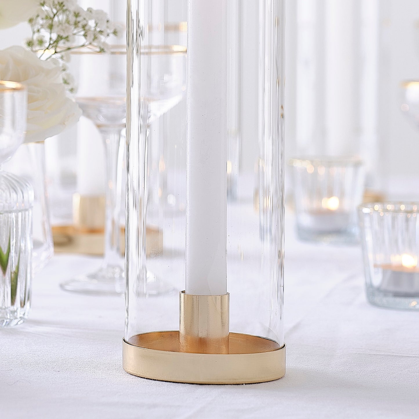 Glass Hurricane Candle Holder