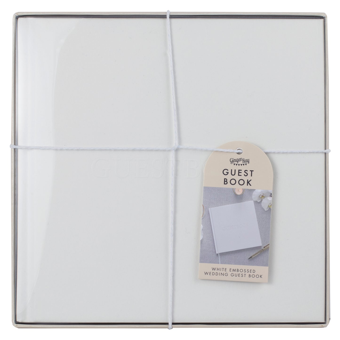 White Embossed Wedding Guest Book