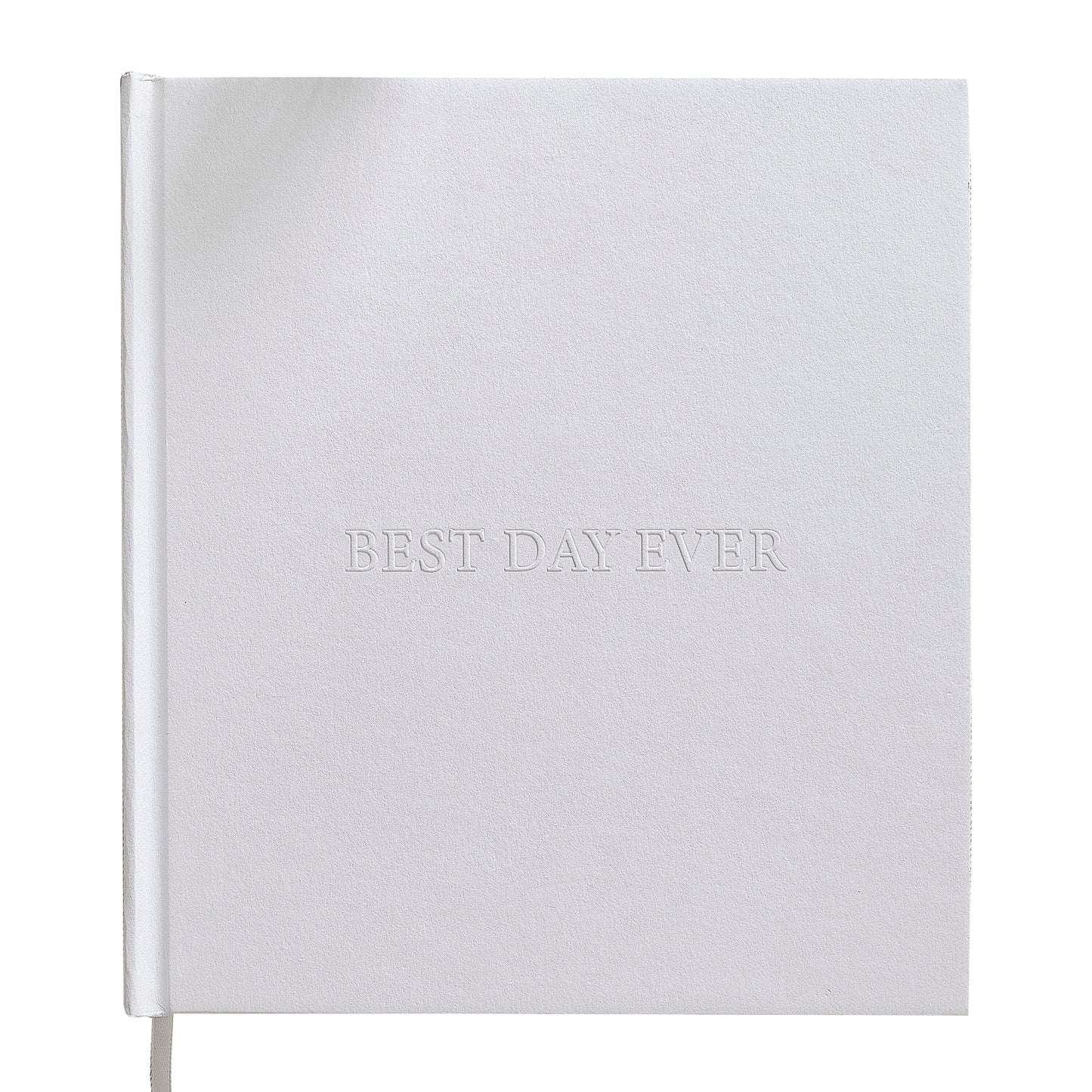 White Embossed Best Day Ever Wedding Photo Album