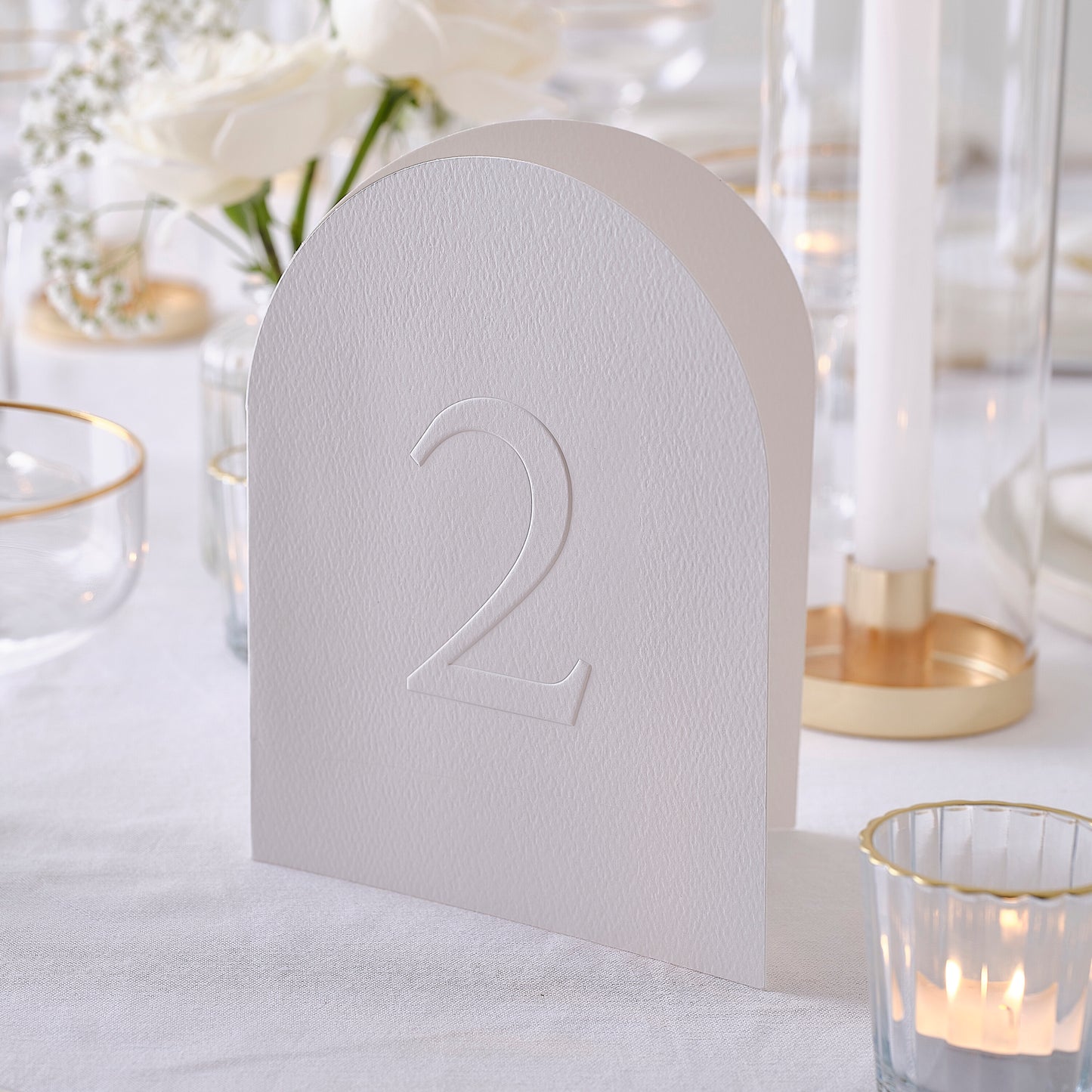 White Embossed Card Table Numbers