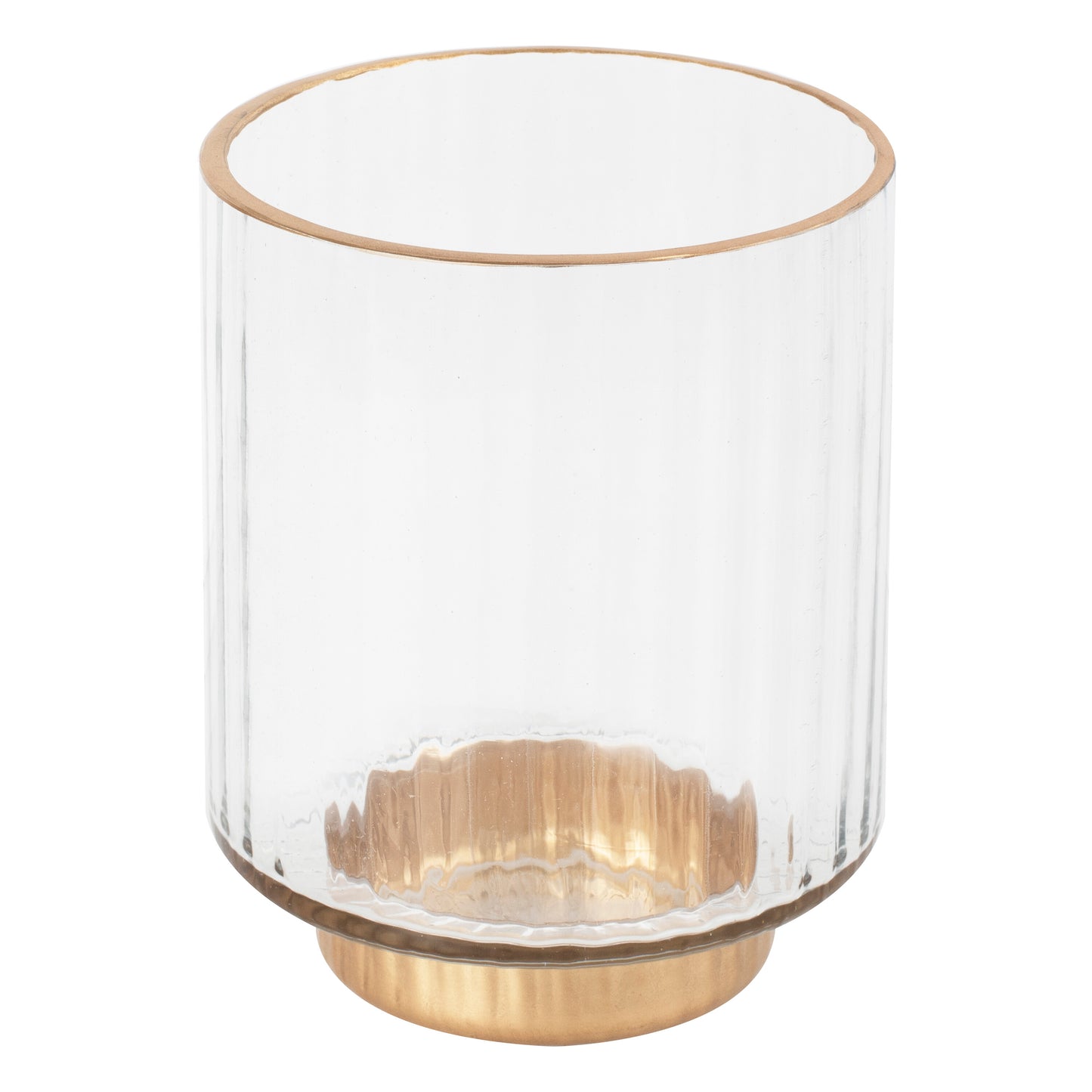 Ribbed Glass Hurricane Candle Holder