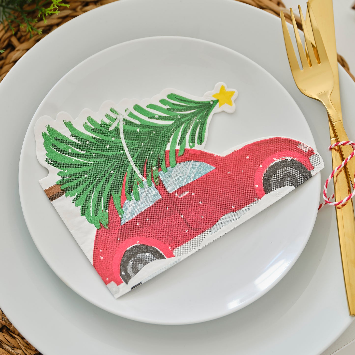Festive Car Paper Christmas Napkins