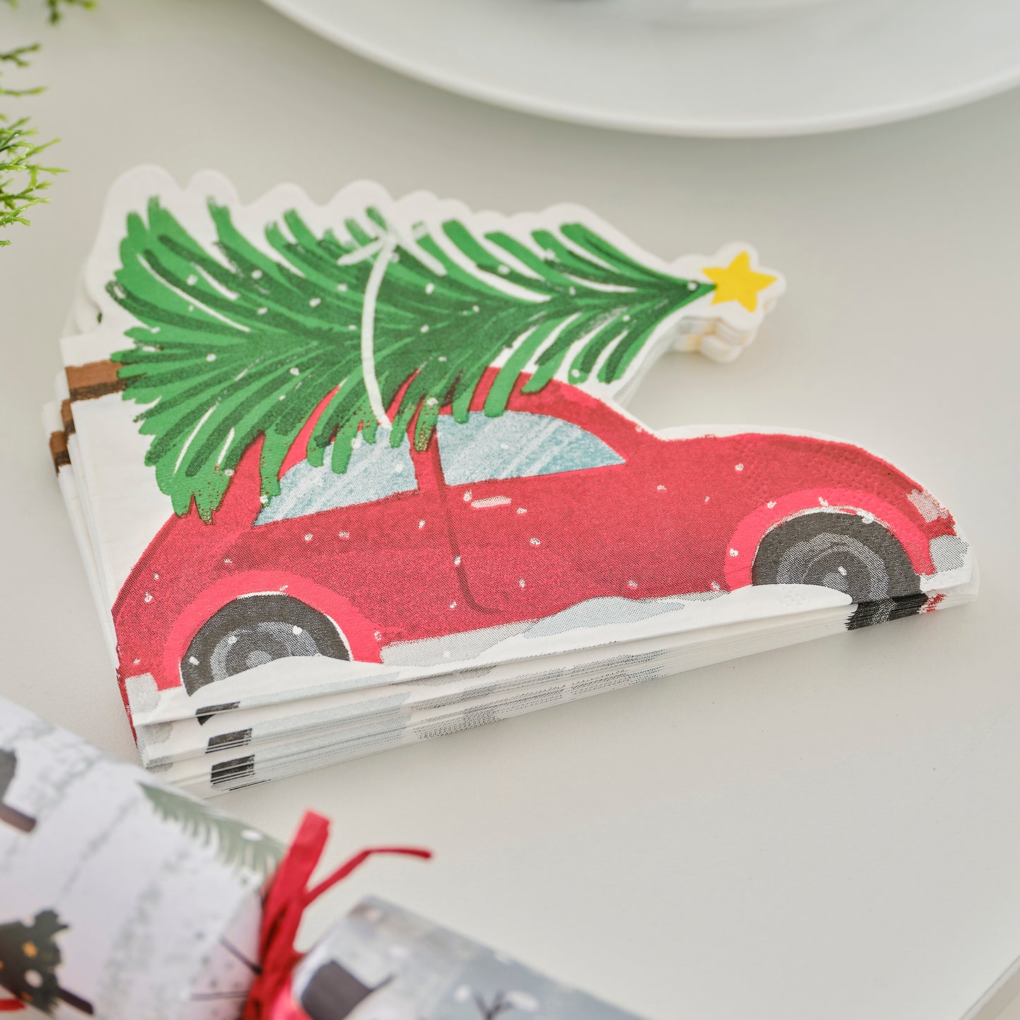 Festive Car Paper Christmas Napkins