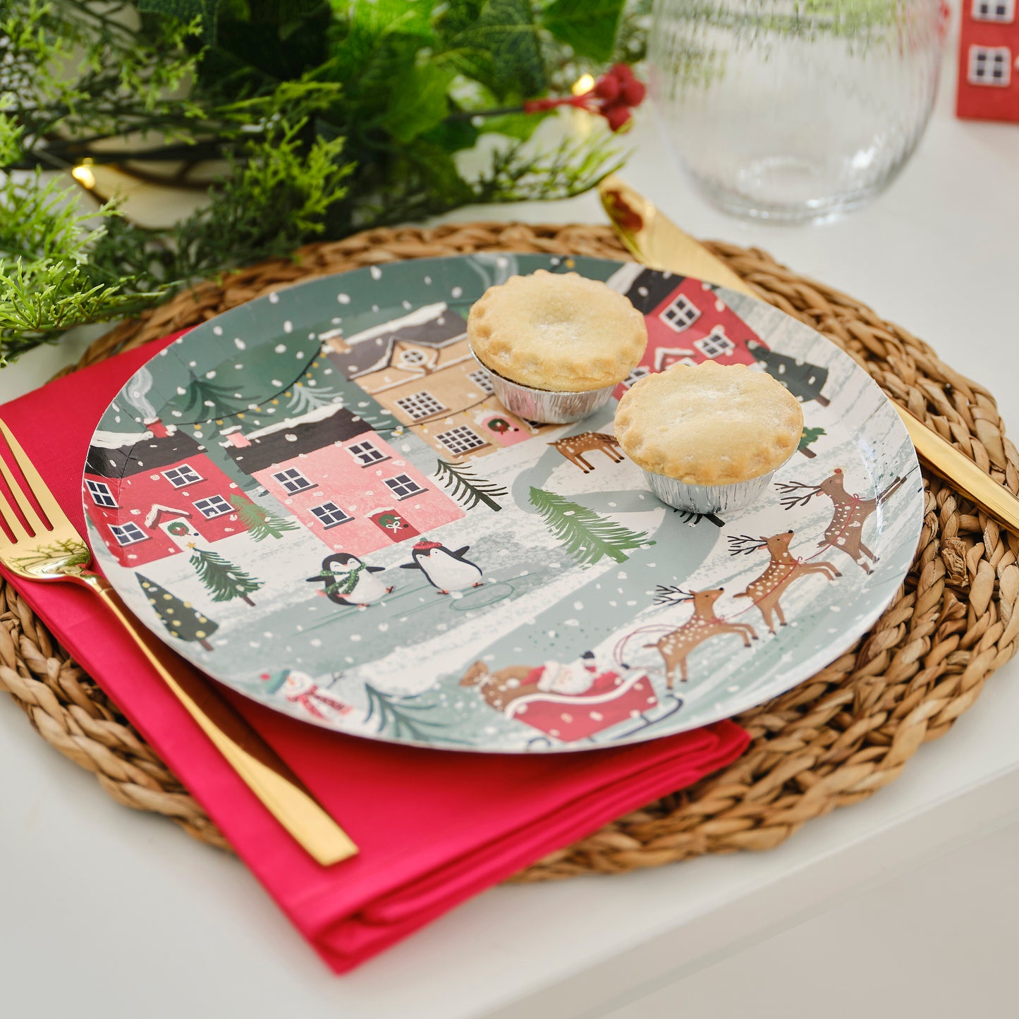 Festive Scene Christmas Paper Plates