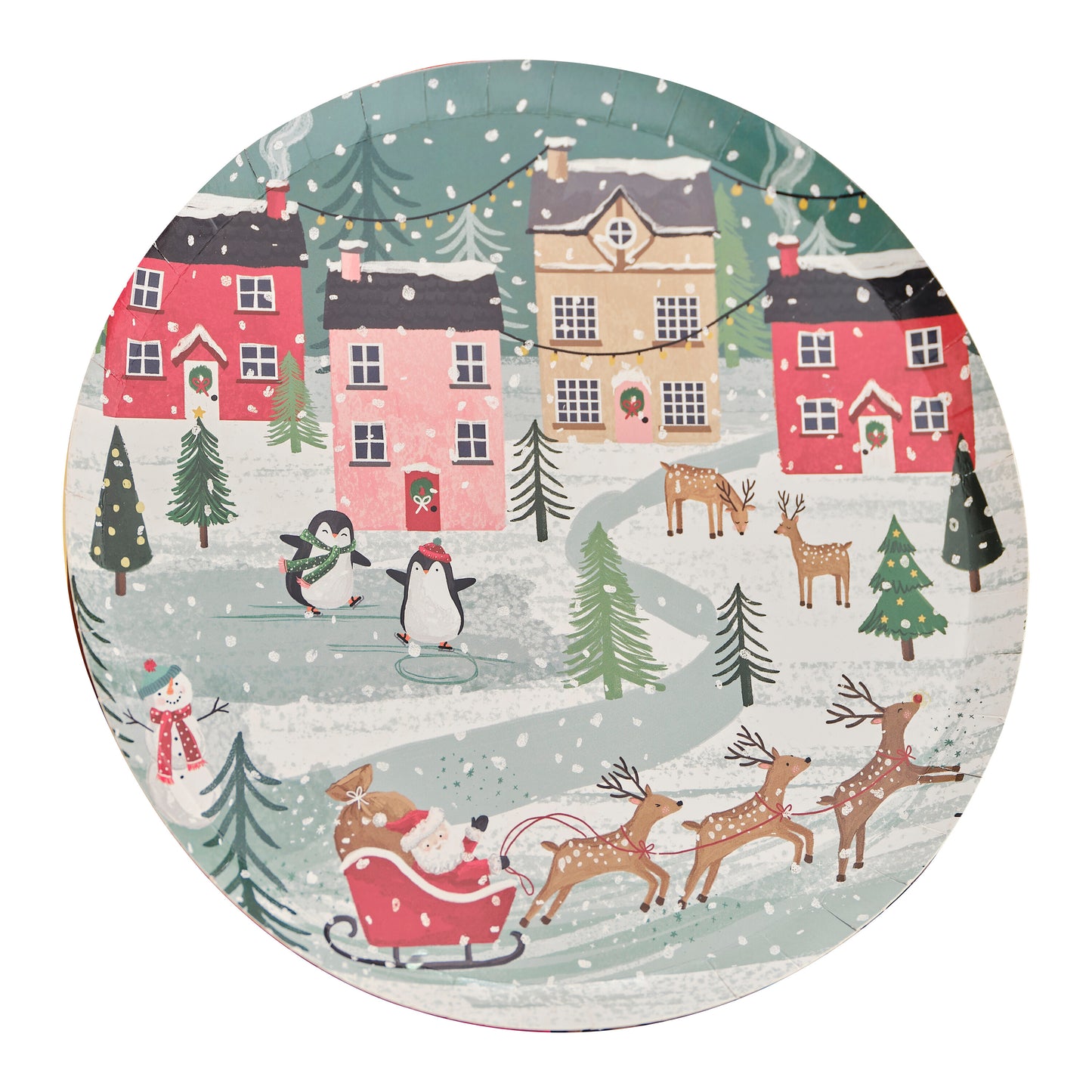 Festive Scene Christmas Paper Plates