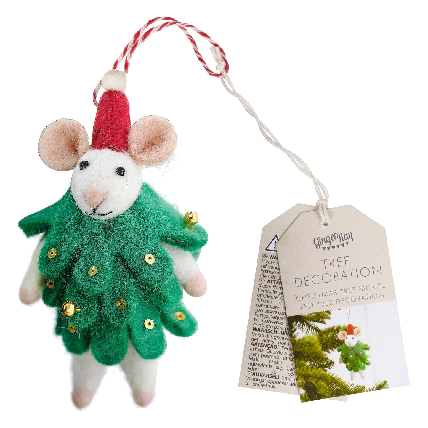 Felt Mouse Christmas Tree Decoration