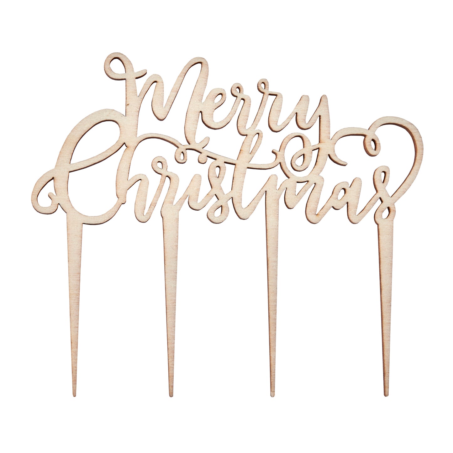 Festive Wooden Merry Christmas Cake Topper