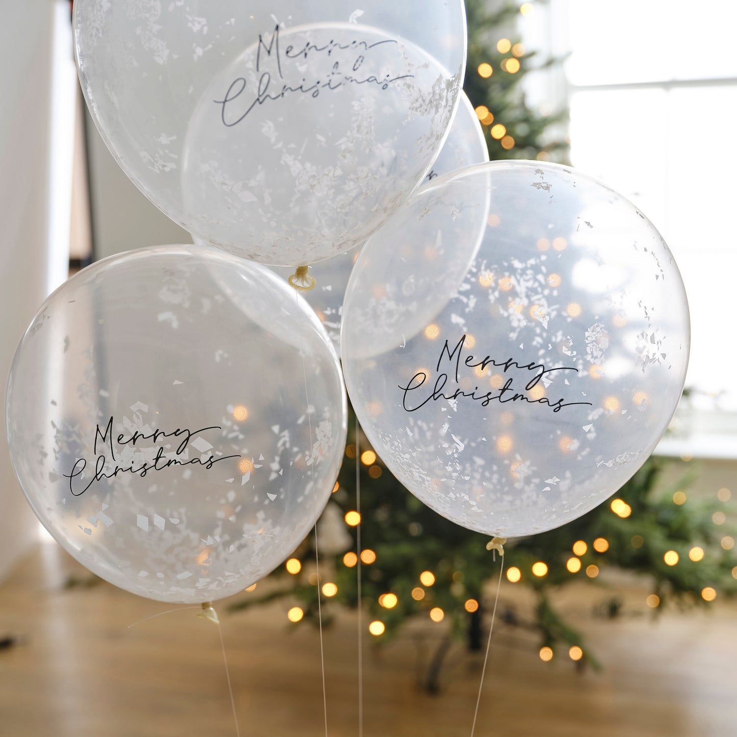 Merry Christmas Balloons with Balloon Tails