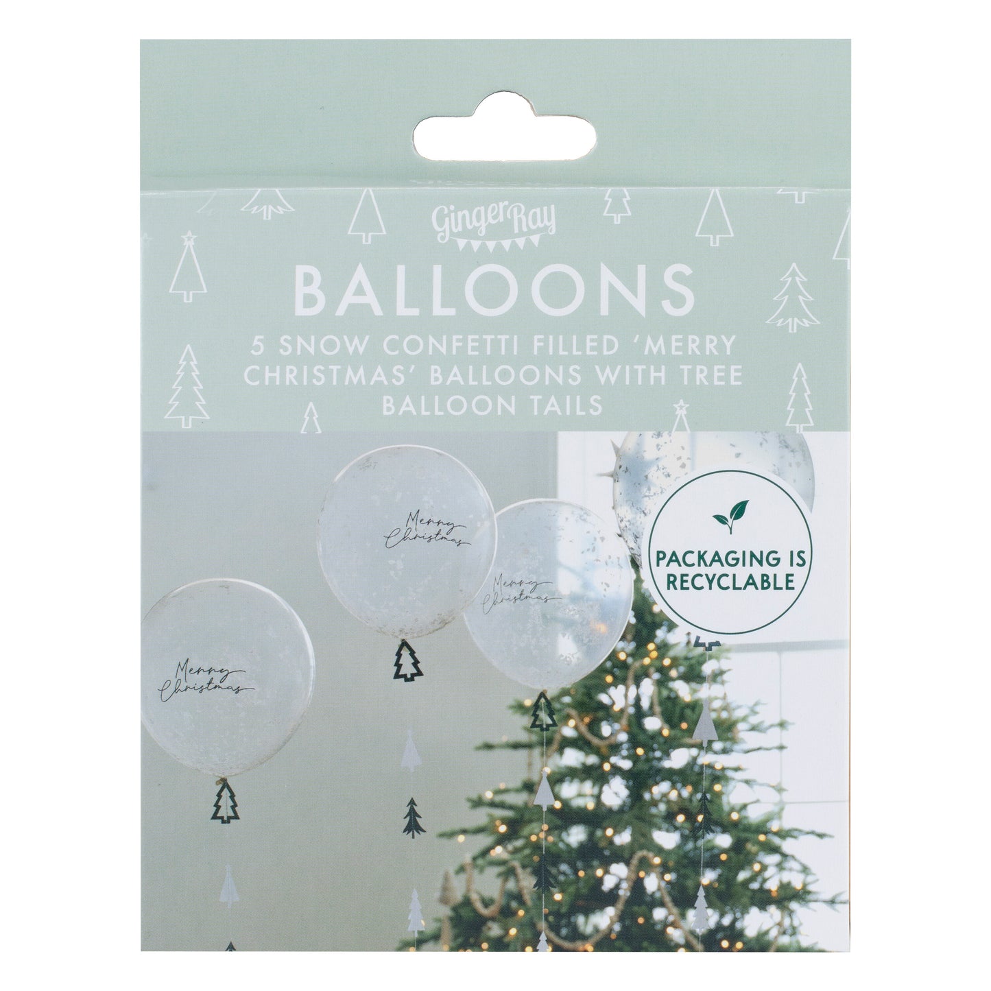 Merry Christmas Balloons with Balloon Tails