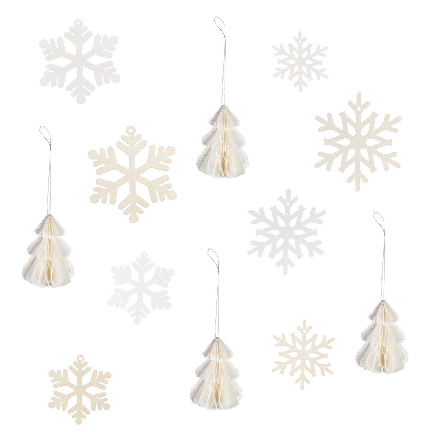 Wooden Snowflake & Honeycomb Tree Christmas Hanging Decorations