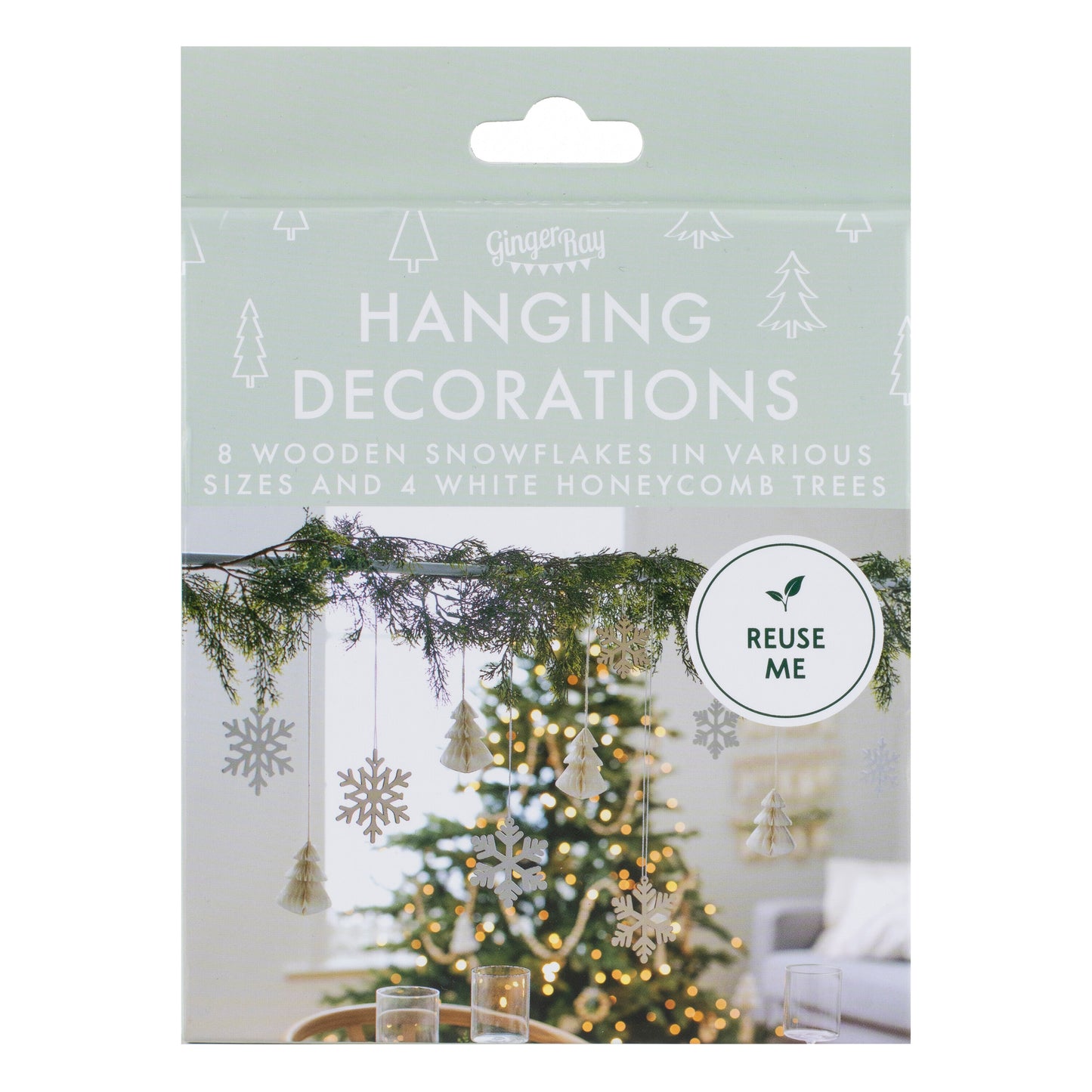 Wooden Snowflake & Honeycomb Tree Christmas Hanging Decorations