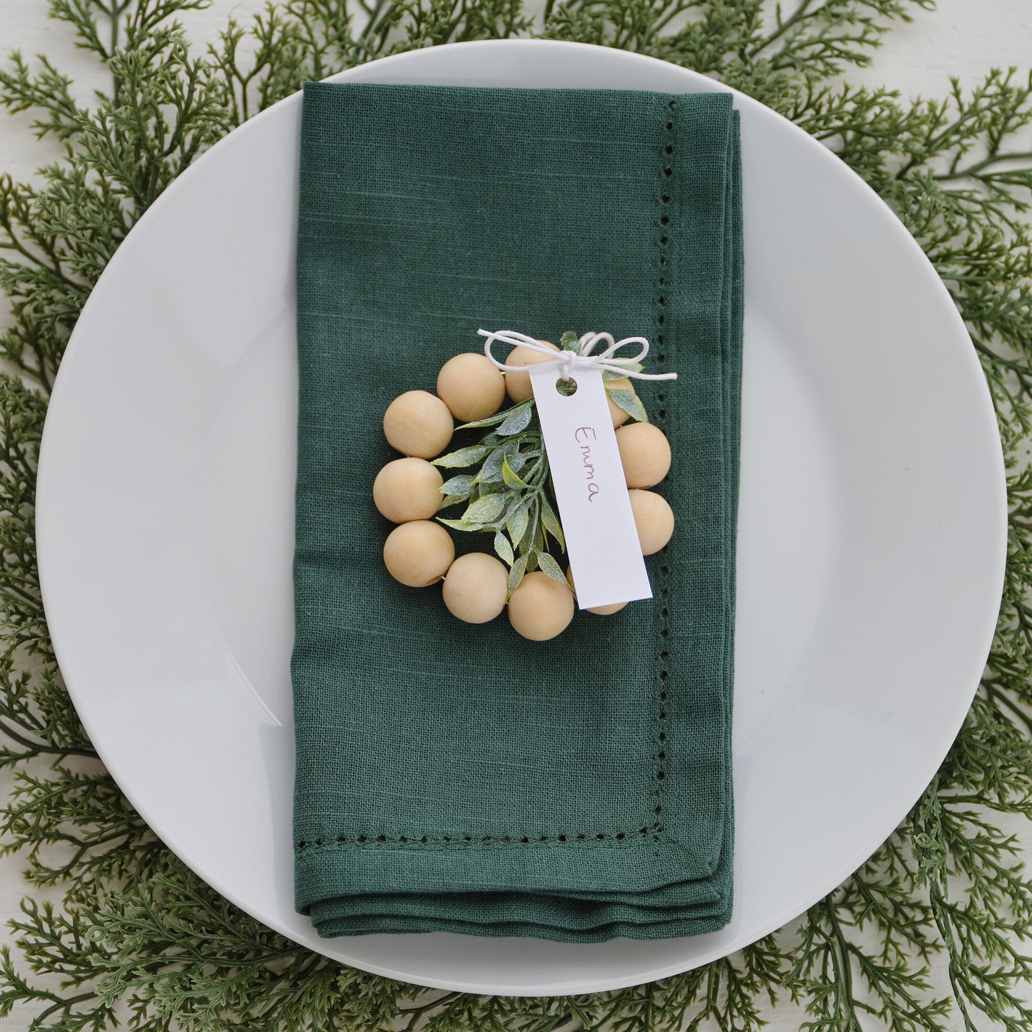 Wooden Place Card Holder with Foliage