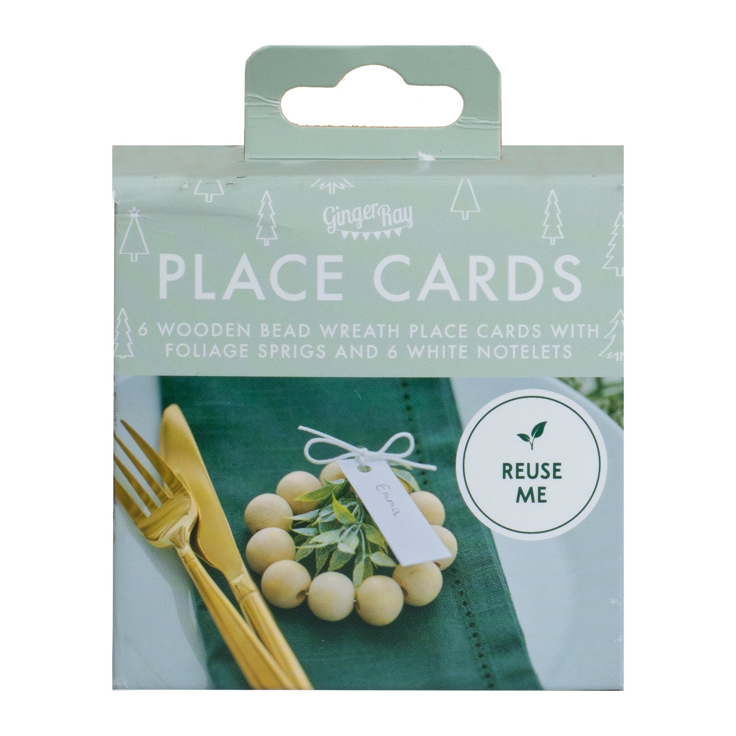 Wooden Place Card Holder with Foliage