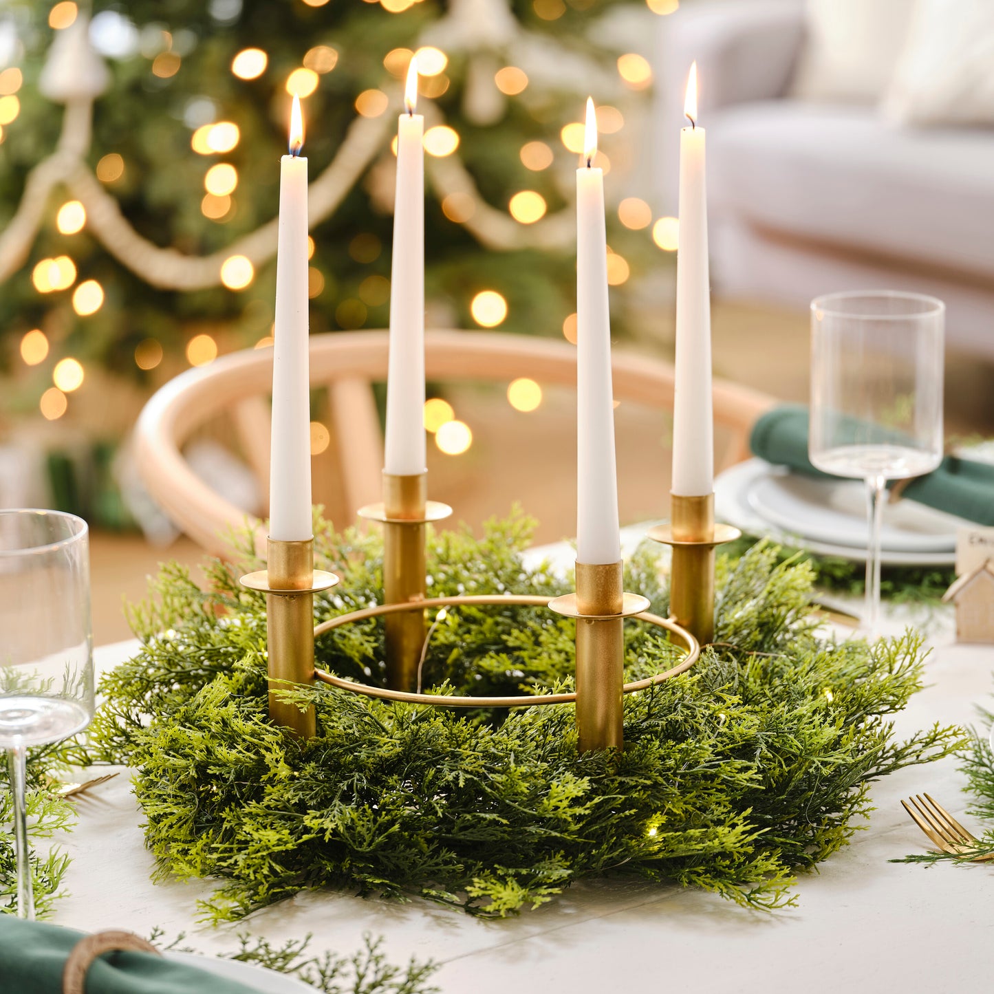 Gold Christmas Candle Centrepiece