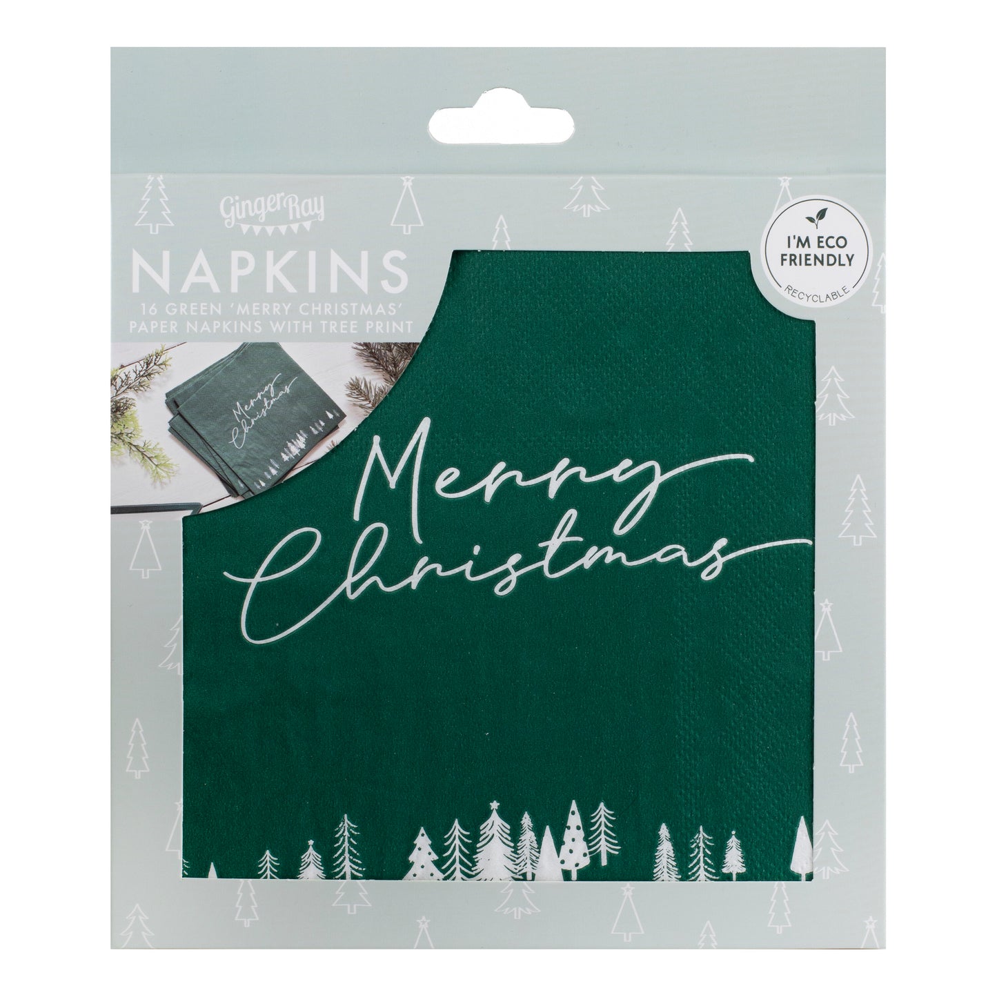 Green Merry Christmas Napkins