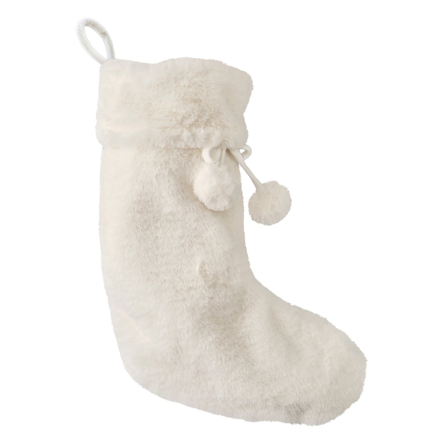 Cream Faux Fur Christmas Stocking