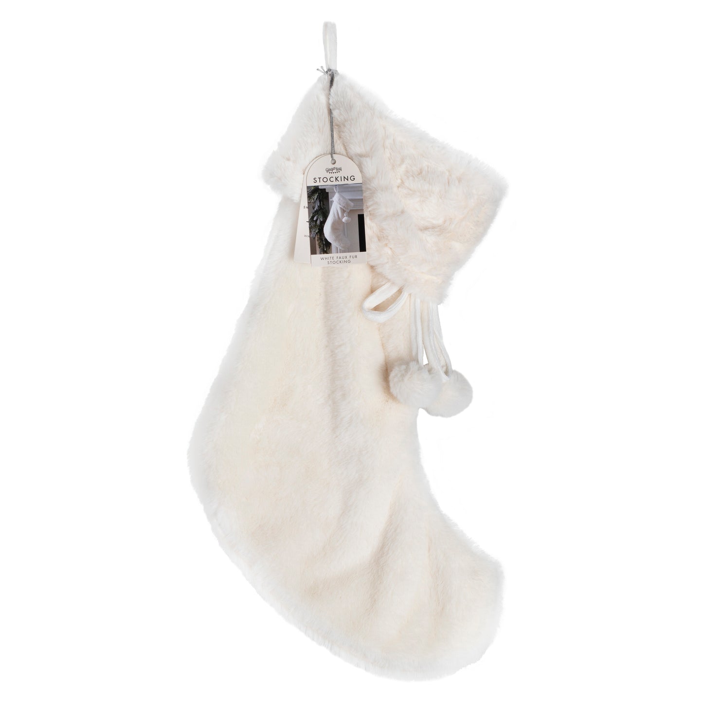 Cream Faux Fur Christmas Stocking