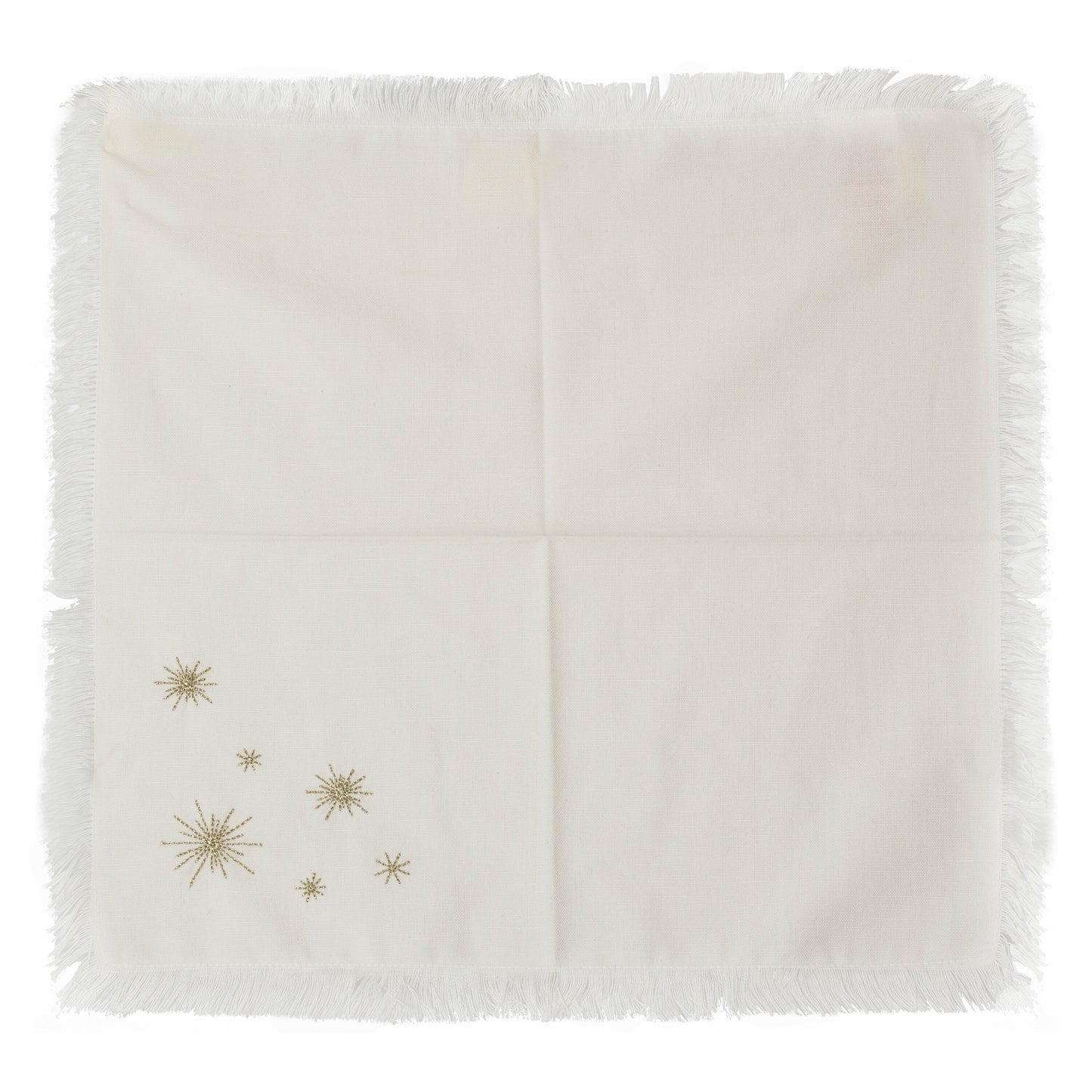 Cotton Christmas Napkins with Embroidered Gold Stars