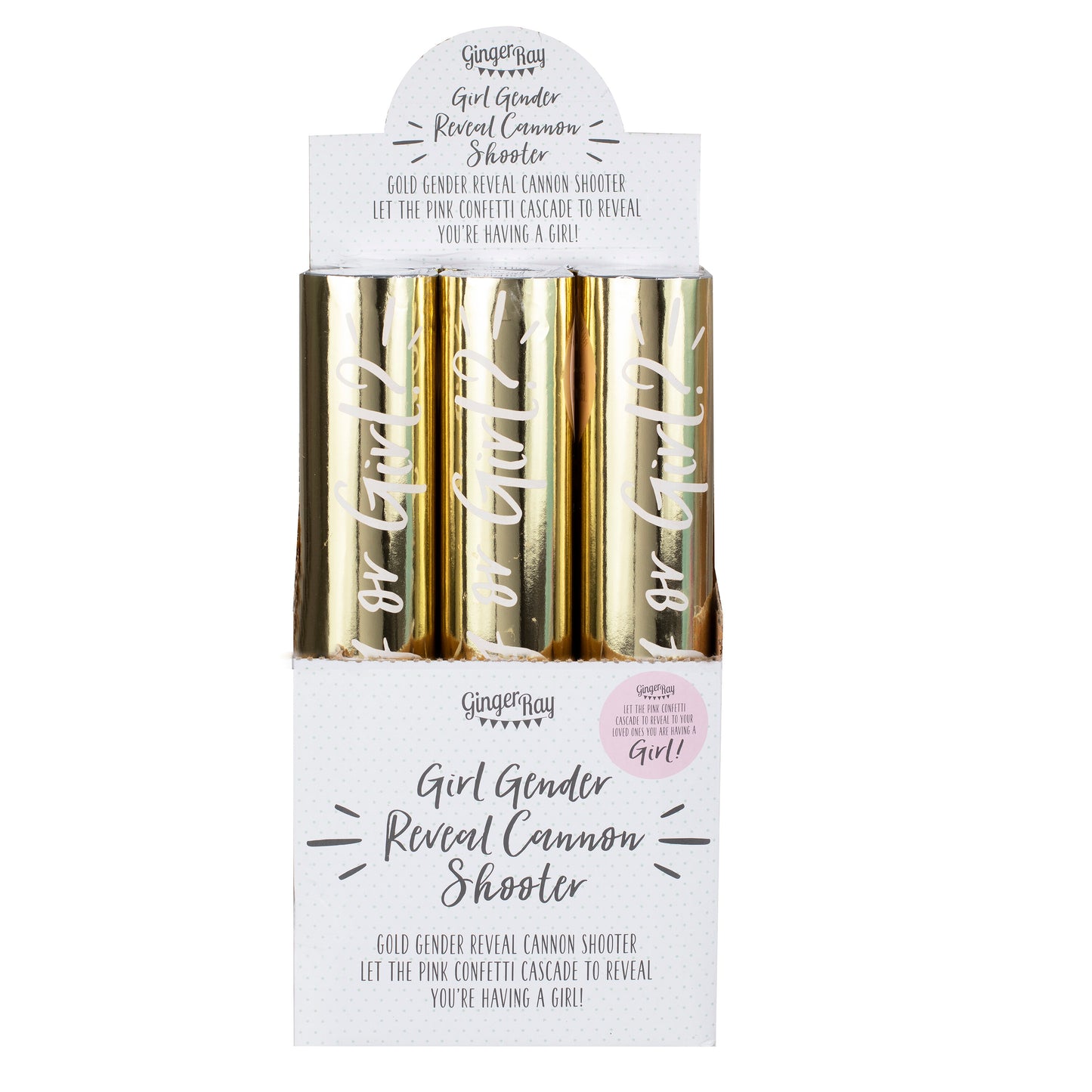 Gender Reveal Confetti Cannon With Pink Girl Confetti