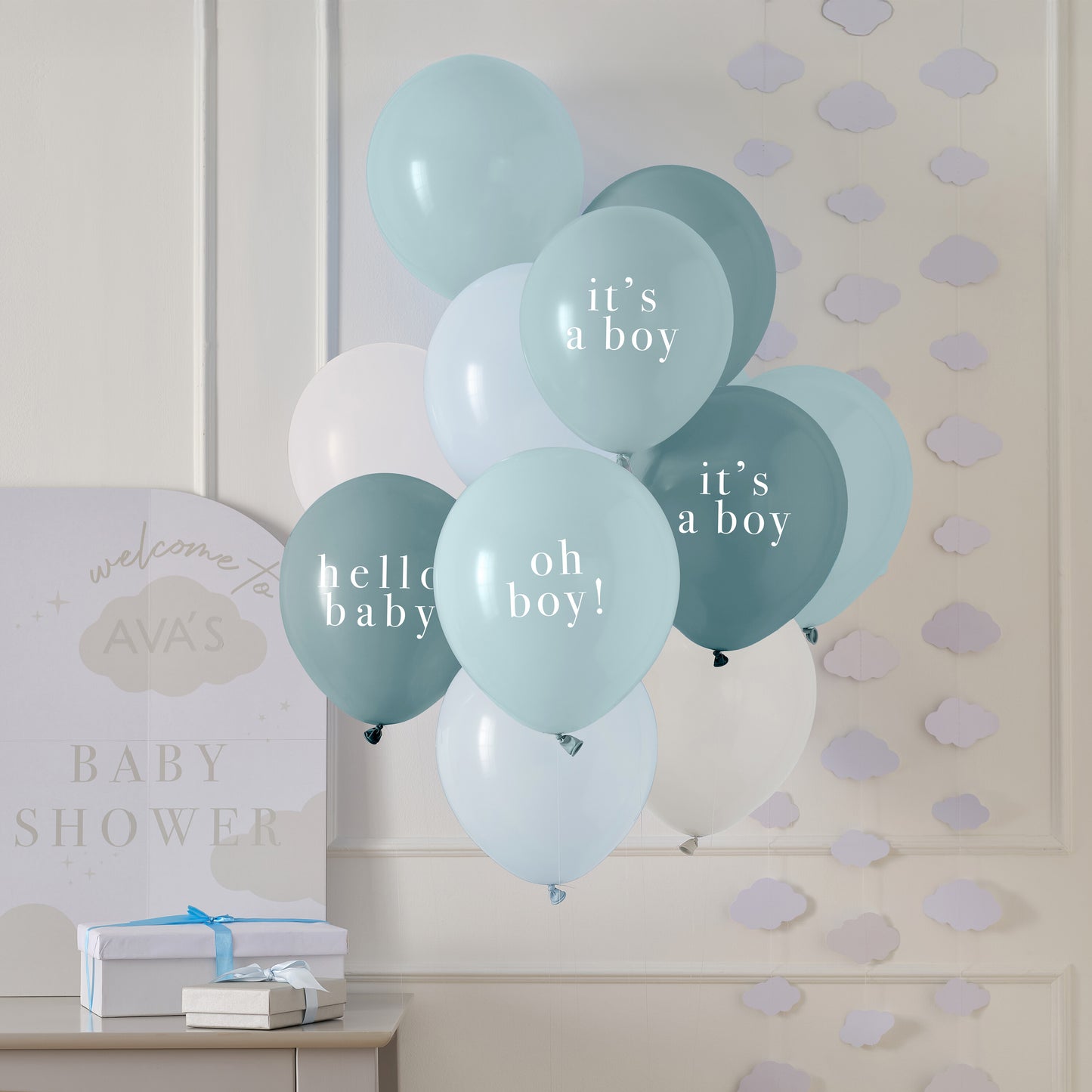 Blue Slogan Baby Shower Balloon Bundle
