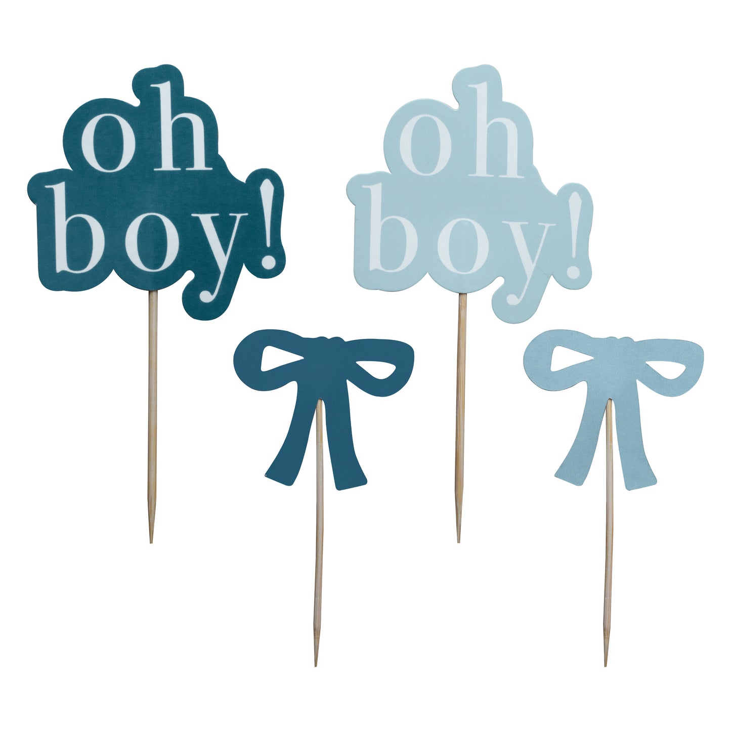 Blue Bows and 'Oh Boy!' Baby Shower Cupcake Toppers