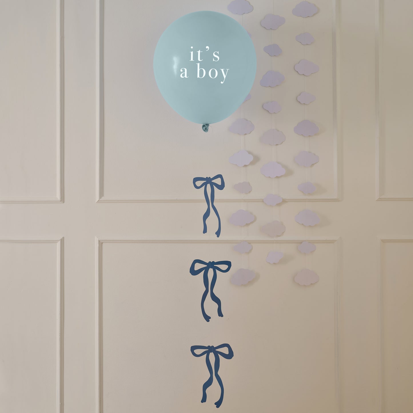 Blue 'It's a Boy' Balloon with Bow Balloon Tail