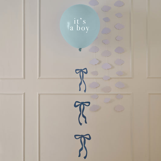 Blue 'It's a Boy' Balloon with Bow Balloon Tail